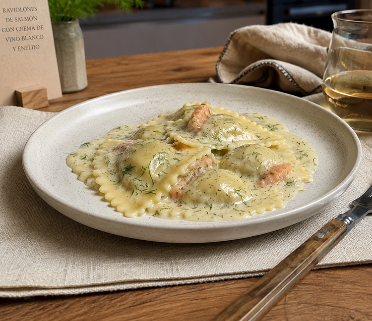 Raviolones de salmón